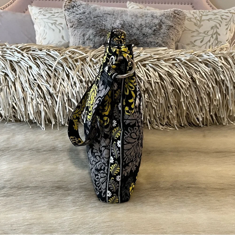 VERA BRADLEY Baroque 2010 Holiday Tote Black Yellow White Snap Close Y2K Satchel